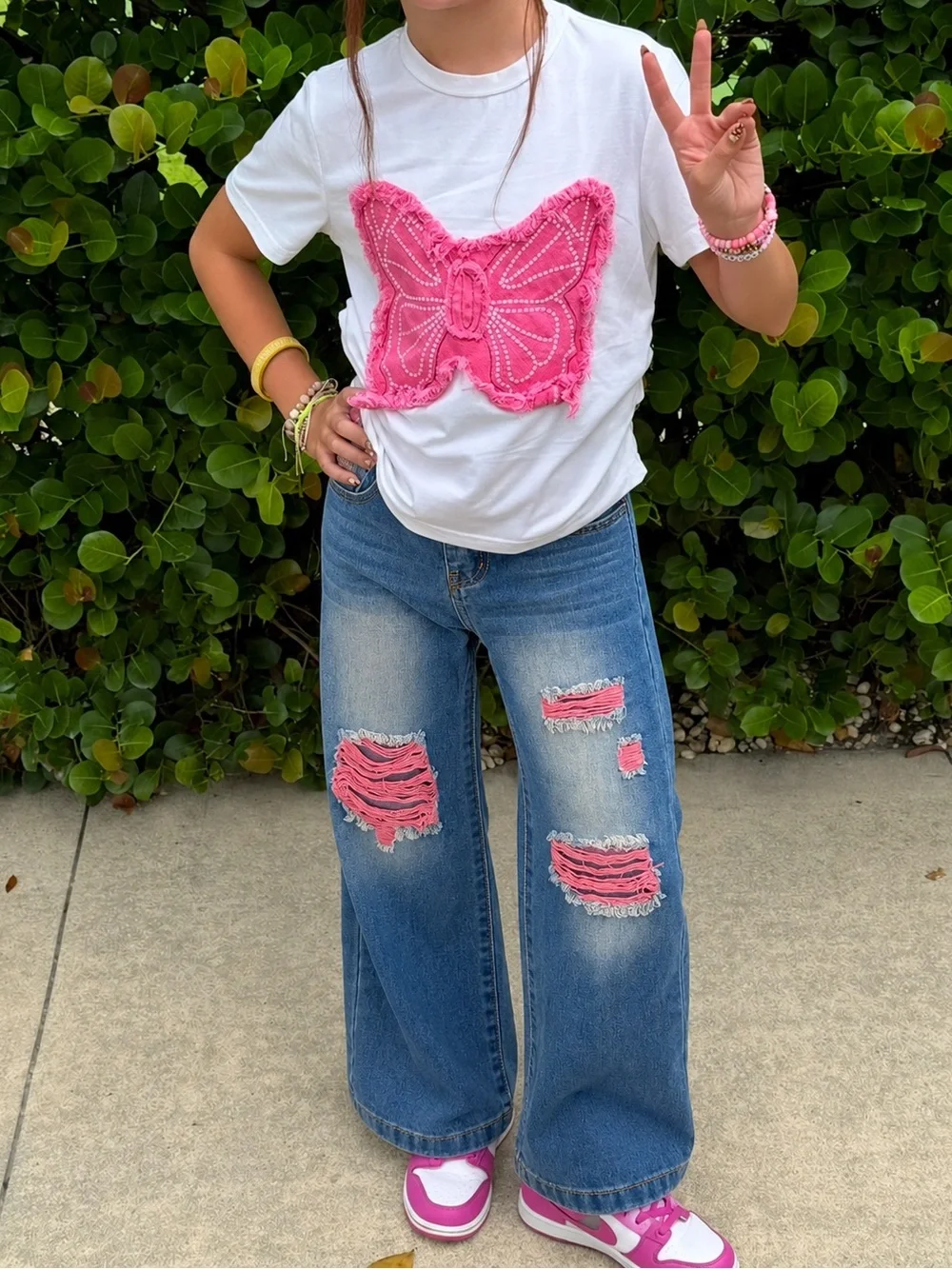 Pink Ripped Jeans Size 9 Girl's NWOT